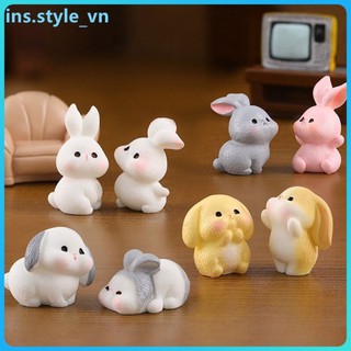 1/6 CÁI Trang trí búp bê động vật gia đình thỏ, Đồ trang trí tiểu cảnh gia đình nhỏ, Phụ kiện máy tính để bàn sáng tạo làm vườn bằng nhựa, Trang trí bàn làm việc trong phòng hình con thỏ dễ thương ins.style_vn