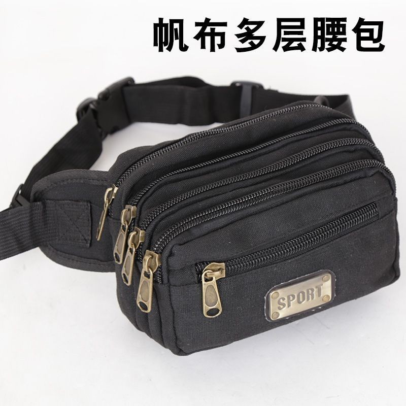 Vải Nguyên Chất Dung Tích Lớn Túi Thắt Lưng Nam Đa Năng Thể Thao Ngoài Trời Túi Đeo Vai Giải Trí Đi Xe Đạp Túi Đựng Tiền