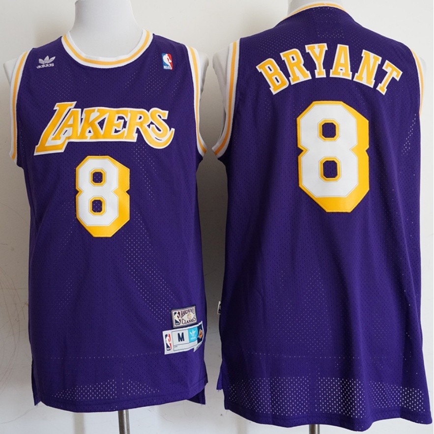 NBA nam Los Angeles Lakers mới #8 Áo bóng rổ thêu cổ điển Kobe Bryant LAKERS màu tím