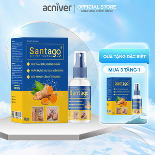 Xịt tinh chất Nano nghệ Santago giúp khử khuẩn vết thương, nhanh liền, hạn chế để lại sẹo- Chai 15ml