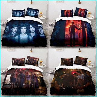 B3y Stranger Things Bộ chăn ga gối ga trải giường Vỏ chăn gối Ký túc xá Phòng ngủ gia đình Có thể giặt được Bộ đồ 3IN1
