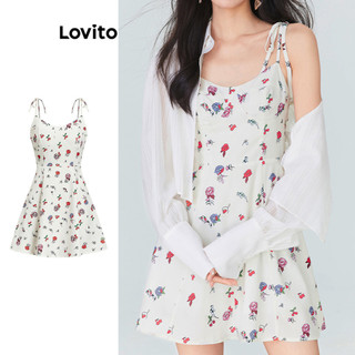 Đầm Lovito xếp nếp họa tiết hoa thời trang thường ngày cho nữ L94AD185