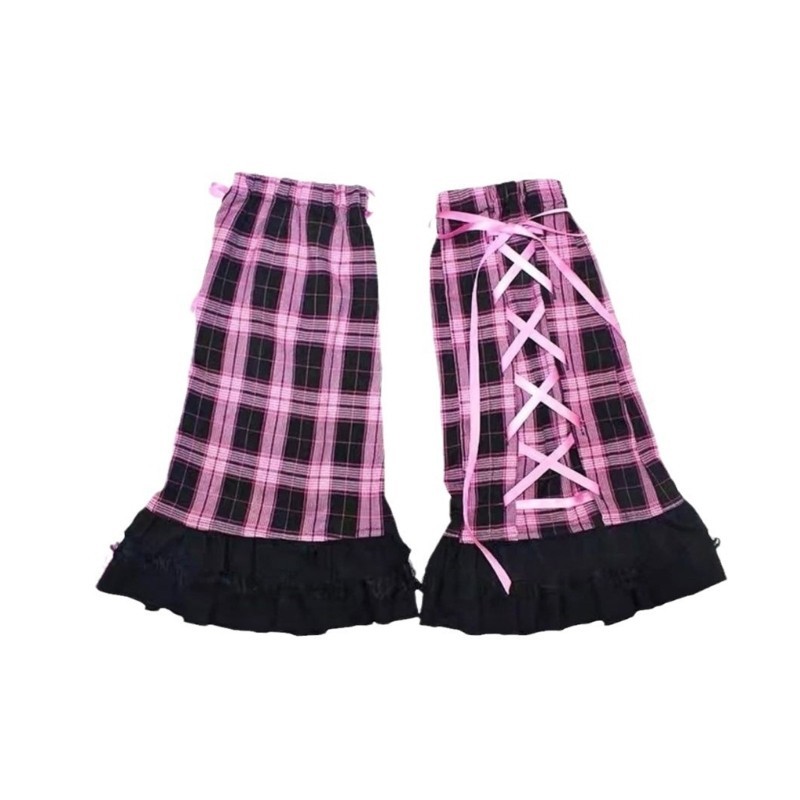 WIT Thẩm Mỹ Buộc Dây Nơ Giữ Ấm Chân Dạo Phố Bông Tai Kẹp Boot Cover Hoa Văn Ca Rô Ruffle Nóng Chân C