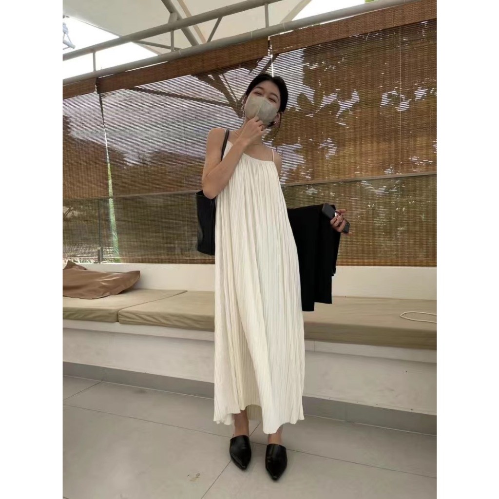 Váy đầm maxi hai dây thiết kế xếp ly dáng dài đi tiệc đi biển trơn basic hottrend mùa hè HMH SP102 | BigBuy360 - bigbuy360.vn