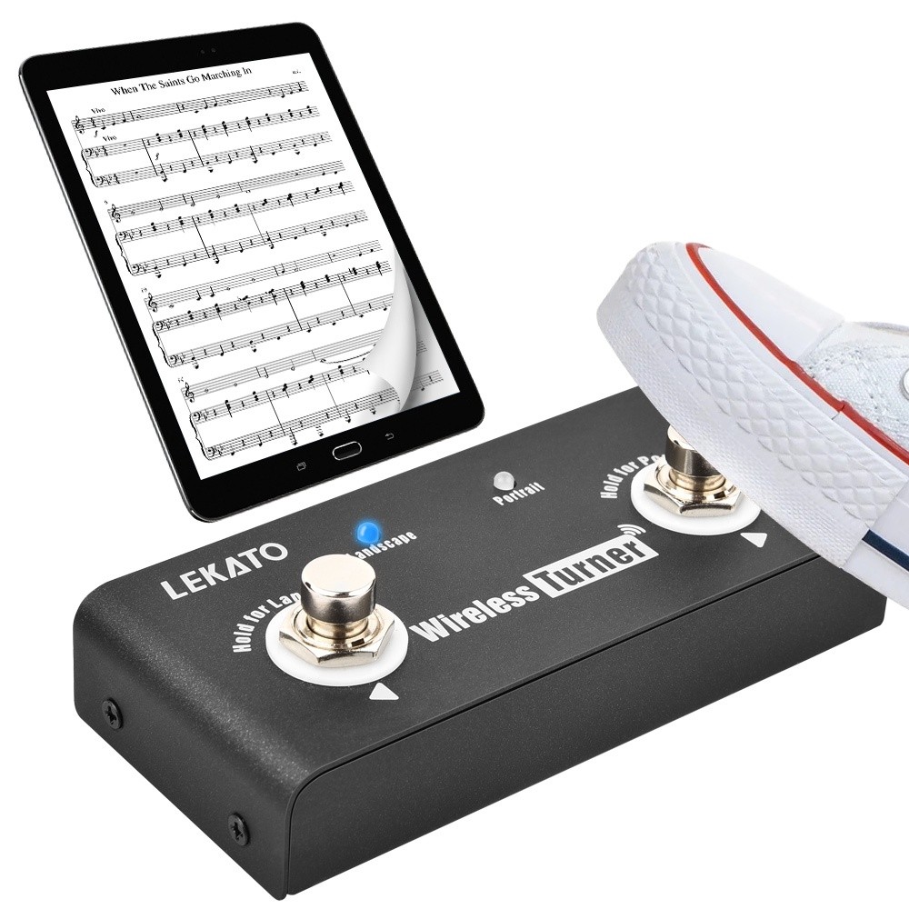 Lekato Wireless External Page Tuner Pedal Guitar Effect Pedal Page Turner Pedal Looper Smartphones T
