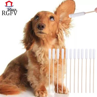Rgfv 50 Chiếc Nụ Cotton Cho Chó, 15cm Loại Bỏ Bụi Bẩn Khăn Bông Thú Cưng, Khăn Rửa Tai Một Đầu Chuyên Nghiệp Dùng Một Lần Cho Chó Chải Lông
