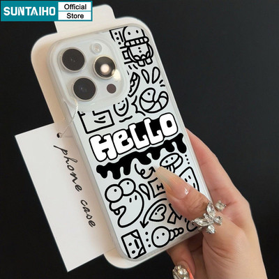 Suntaiho Họa Tiết Graffiti Độc Đáo Trong Suốt Cho Iphone 16 15 14 12 13 11 Pro Max IP 7 8 Plus Iphon X Xs XR Xs Max TPU Silicon Mềm Cao Cấp Chống Sốc Ốp điện thoại