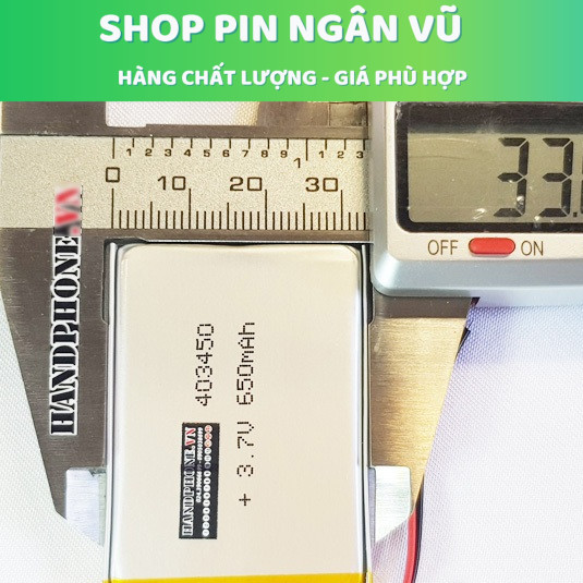 Pin sạc Li-Po 3.7V 650mAh 403450 363450 (Li-Polyme) cho điện thoại, loa bluetooth, camera hành trình