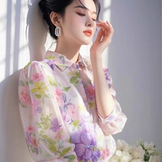 Áo Sơ Mi Voan Hoa Đẹp Cao Cấp Pháp Nữ 2025 Phong Cách Mới Thời Trang Top