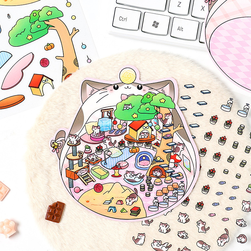 Mr. Paper nhãn dán cảnh 2.5D, xưởng tráng miệng Hàn Quốc, sách truyện cổ tích Trung Quốc, nhãn dán m