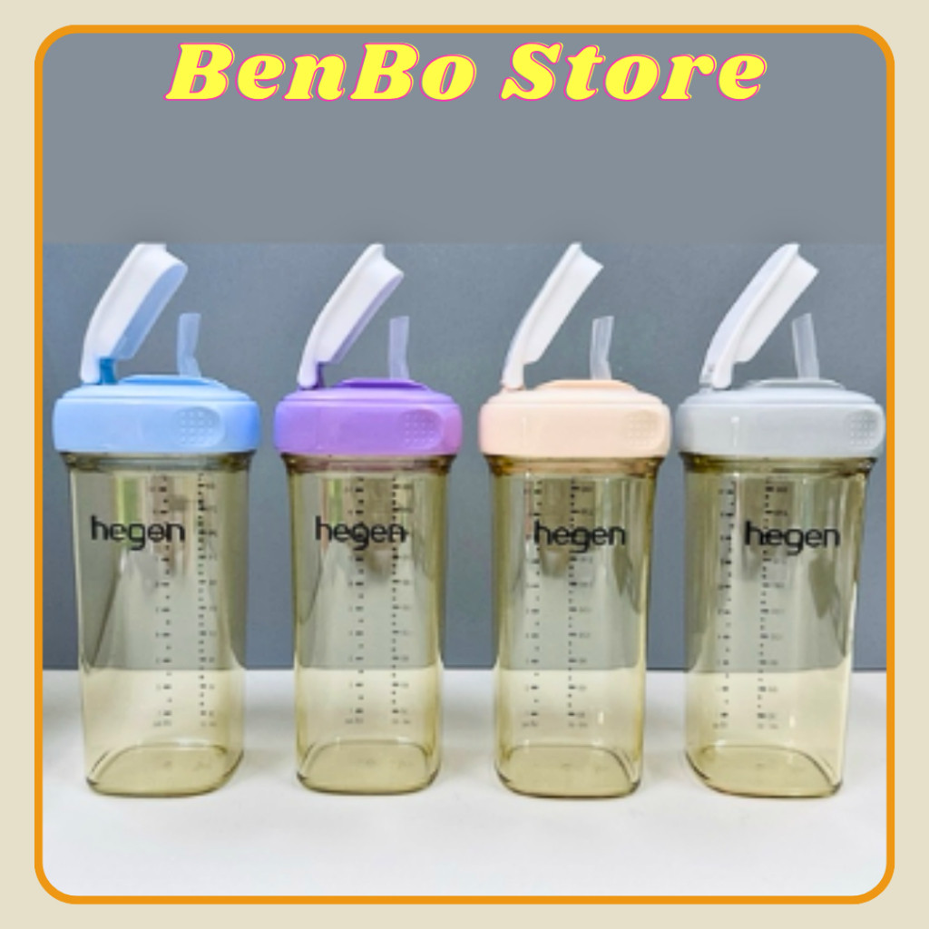 Bình tập uống Hegen Straw cup PPSU 330ml/ Bình ống hút tập hút Hegen 300ml / Bình hút hegen có ống h