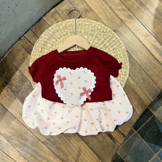 Bộ QUẦN ÁO CỌC TAY PHỒNG, quần phồng HOA, áo họa tiết tim nơ mặc mát mùa hè cho bé gái size 6-16kg Cotton