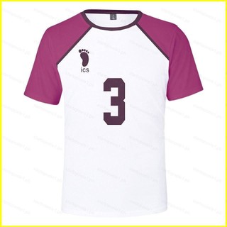 Bx Haikyuu Shiratorizawa Trường Ushijima Wakatoshi Tendou Satori Cosplay Vải Mùa Hè Áo Thun Anime Tay Ngắn