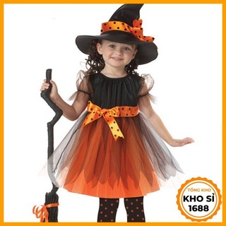 Đầm hoá trang phù thuỷ váy bé gái trang phục Halloween E1137