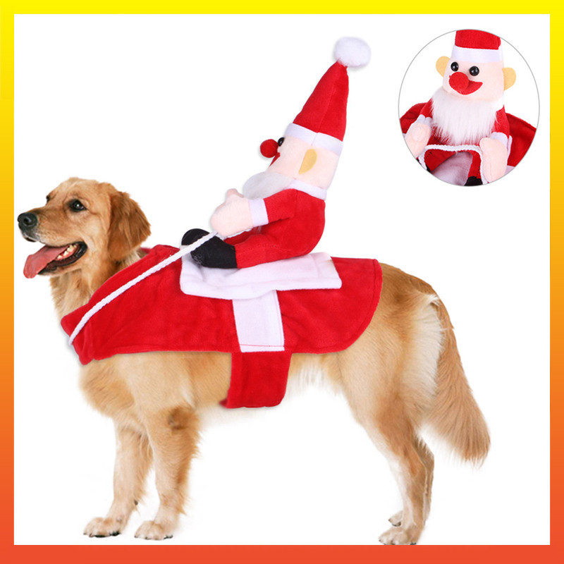 [Calamus] Quần áo cho chó cưng Giáng sinh mùa đông Ông già Noel cưỡi ngựa Trang phục hóa trang tiệc Giáng sinh