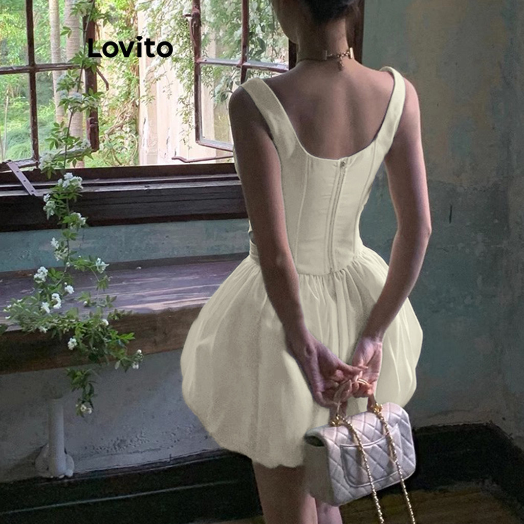 Lovito Bộ váy dây kéo trơn thông thường cho nữ LBA79053 | BigBuy360 - bigbuy360.vn