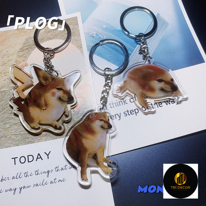 Móc khóa meme chó vàng chó pikachu chó ếch chó vô tri Phụ kiện trang trí túi xách Balo