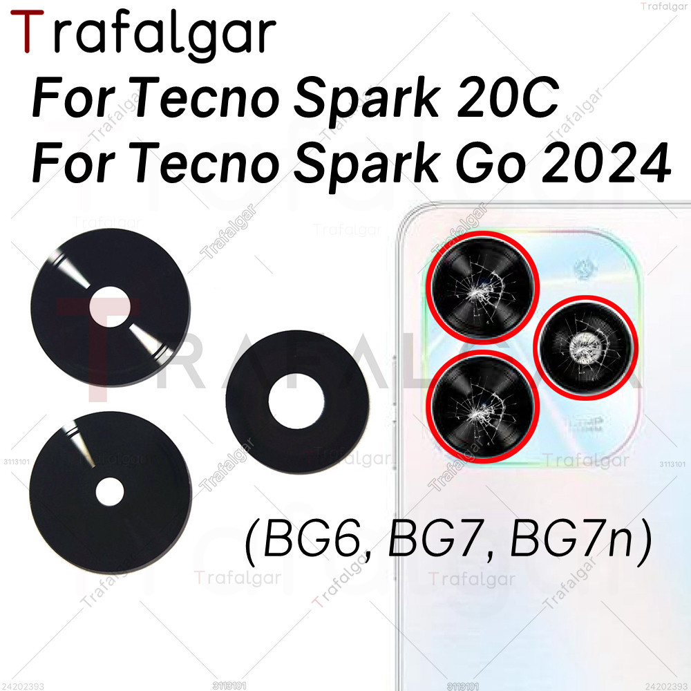 Ống kính kính kính máy ảnh phía sau cho Tecno Spark 20C Spark Go 2024 BG6 BG7 BG7n Thay thế bằng nhã