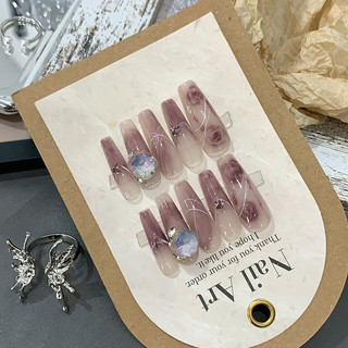 Đùi Tóc Thô  Đeo Handmade Móng Tay Opal Kim Cương Chải Móng Tay Giả Đeo Móng Tay UV Móng Tay