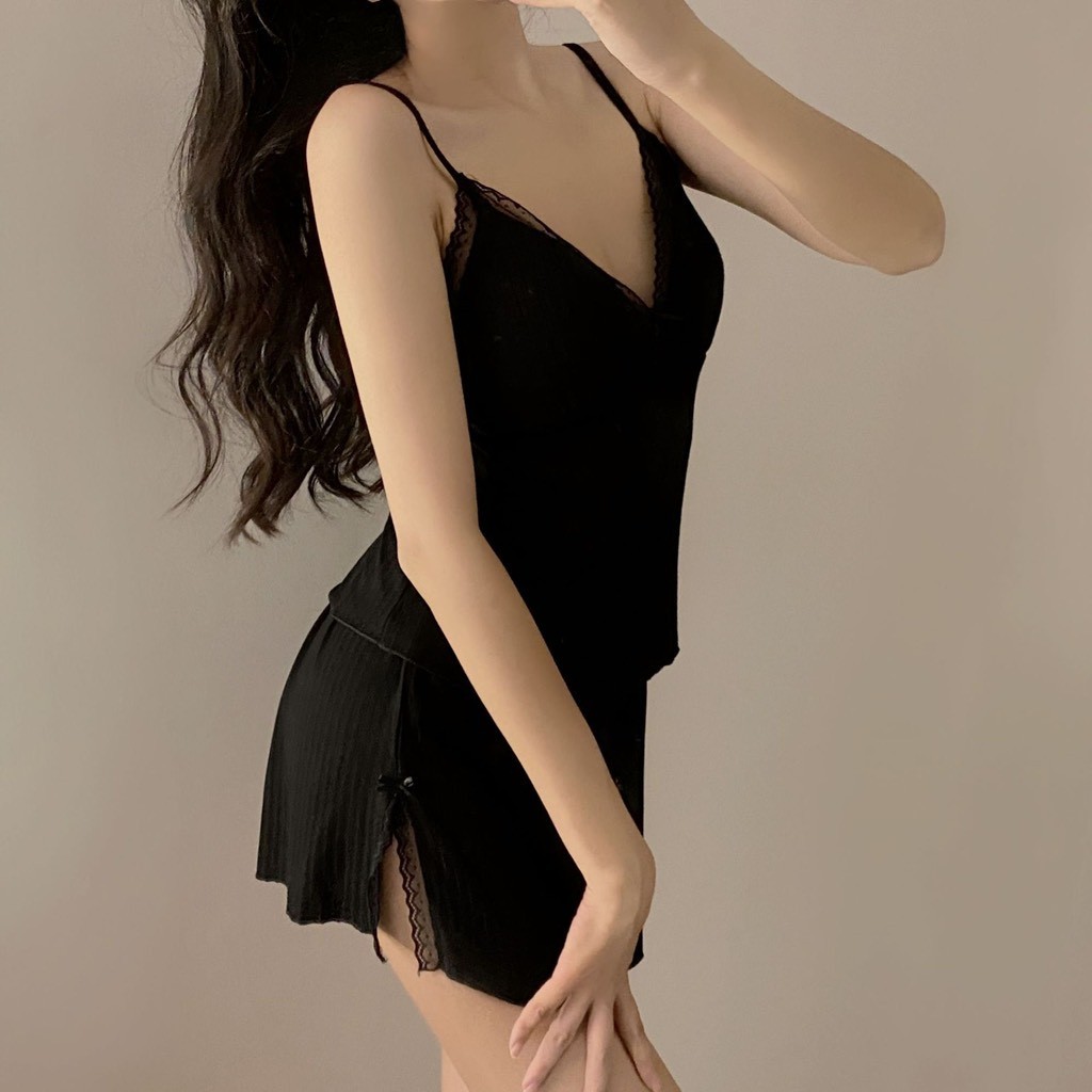 Bộ ngủ hai dây chất liệu cotton 9172