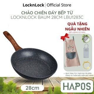 Chảo chống dính đáy từ locknlock chính hãng, đường kính to 28cm, 1 tay cầm giả gỗ lbu1283c - hapos mall official