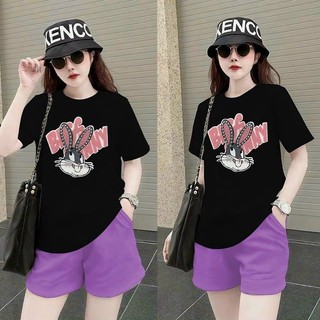 Bộ short thể thao nữ Cotton cao cấp thêu logo THỎ XINH phối quần siêu mát mịn - SANG XỊN .TX