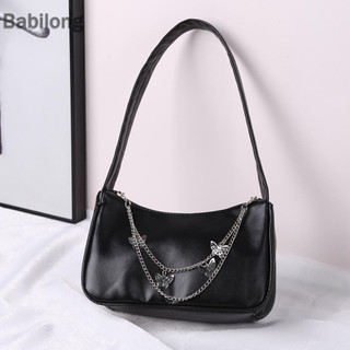  Túi đeo nách bằng da PU thời trang dành cho nữ Dây chuyền bướm Ví Mini màu trơn