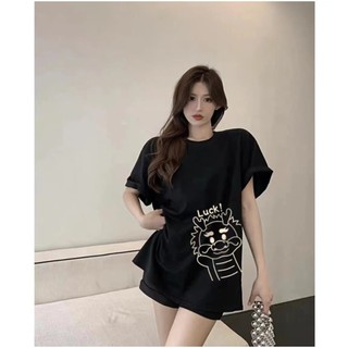 HANUNA Local Brand Áo Thun Phông Form Rộng 100% Cotton BIG SIZE Áo thun ngắn tay thiết kế in màu đen dành cho nữ