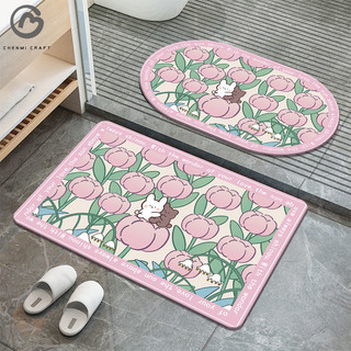 Chenmi CRAFT Thảm nhà phòng tắm thấm nước nhà vệ sinh hoạt hình thảm chống vết bẩn