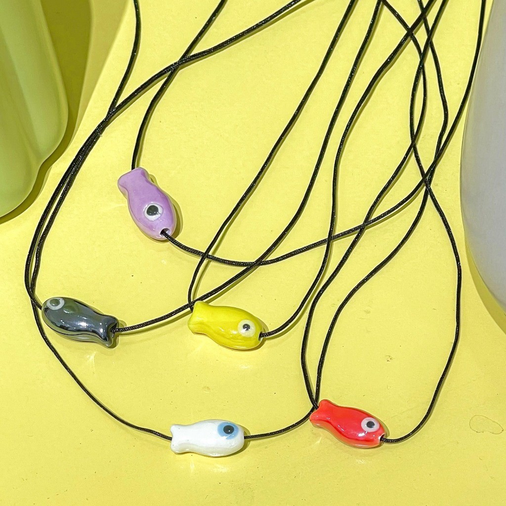 Vòng cổ gốm sứ cá mắt quỷ evil eye