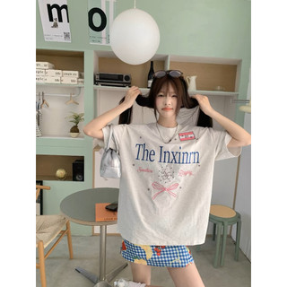 Áo thun ngắn tay in chữ Cotton cổ tròn cỡ lớn SUXI 240605