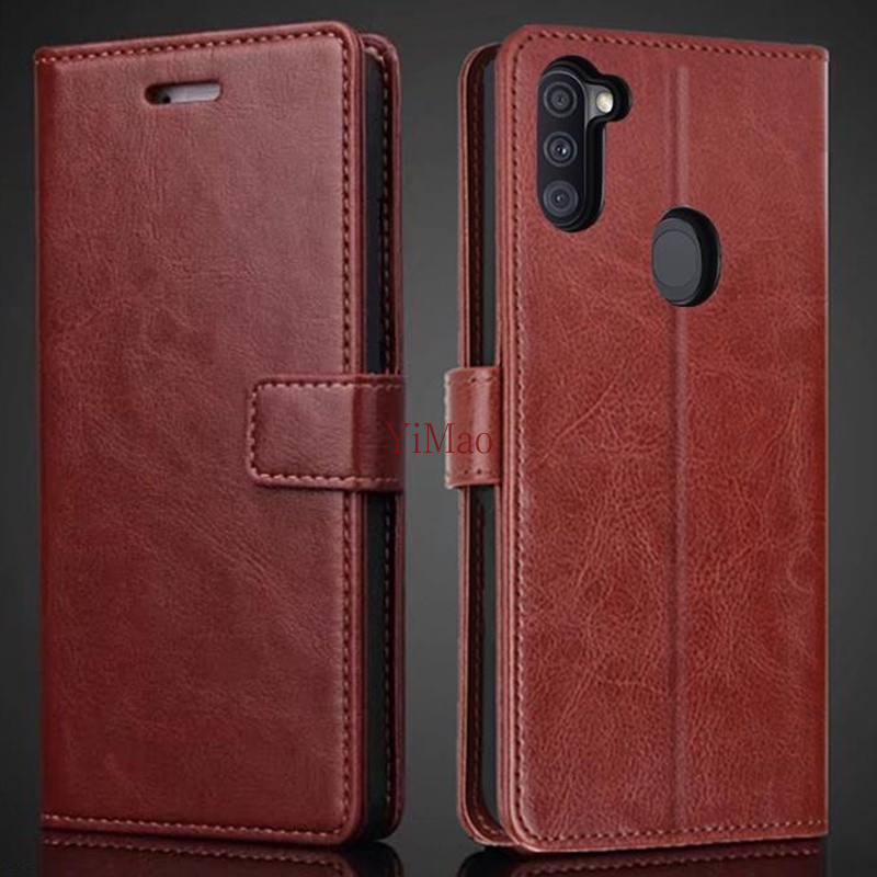 Ốp Lưng Cho Samsung Galaxy A11 M11 6.4 inch SM-A115F A115DS Bao Da Vintage Ví Gấp Đơn Giản Lật Bảo Vệ Có Chân Đế Đựng Thẻ
