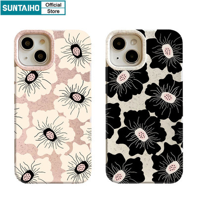 Suntaiho Ngộ nghĩnh Vỏ Độc Đáo Họa Tiết Hoa Đẹp Ốp lưng Iphone 15 14 12 13 11 Pro Max IP 7 8 Plus Iphon X Xs XR Xs Max Silicone Mềm Cao Cấp Chống Sốc Ốp Lưng
