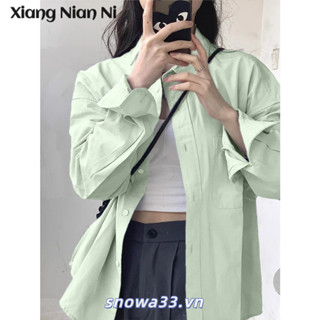 Xiang Nian Ni Áo Sơ Mi Mùa Hè Mỏng Rời Lười Thường Ngày Đa Năng Chống Nắng Áo Cardigan Dài Tay