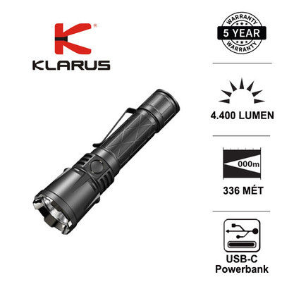 Đèn pin chiến thuật phản ứng nhanh KLARUS XT21X PRO sáng 4400 lumen chiếu xa 336m sạc USB-C