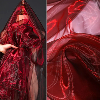 Gradient Hai Màu Organza Vải Theo Mét Cho Bọc Đầm Váy Váy Cưới Nền Tự Làm Vải May