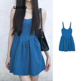 Đầm Lovito hở vai màu trơn phong cách quyến rũ cho nữ LNA56351