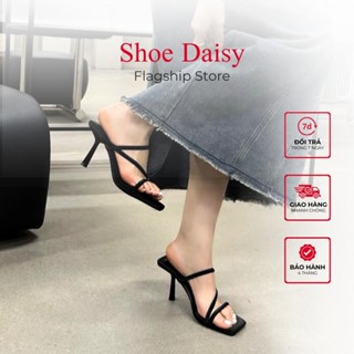 Sandal cao gót 7p SHOE DAISY , sandal mũi vuông basic hot trend 2024 M18 Nữ DéP dép  kẹp GiàY Jean giay  7