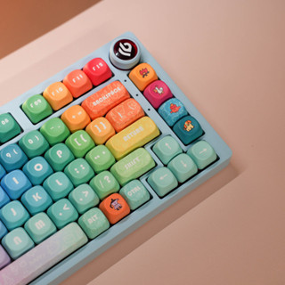 Rainbow Set Keycap Nắp tròn MOA Profile PBT DYE-SUB 135 phím cho bàn phím cơ loại MX 60% 65% 75% 87% 92% 104% 108%