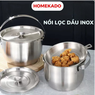  Nồi lọc dầu inox 316 âu lọc dầu mỡ  bình lọc dầu vừa đựng dầu vừa nấu ăn dung tích 2.8L 
