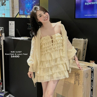 Set đồ nữ sang chảnh,set đồ nữ dễ thương,váy 2 dây tầng kèm sơ mi xinh xắn đáng yêu QP CABOXIN