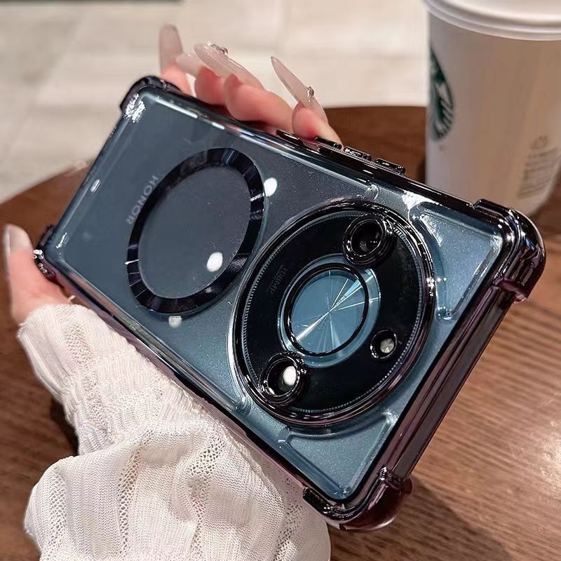 Dành cho Honor X9B X9A 5G Ốp điện thoại chống rơi từ tính mềm trong suốt có màng ống kính tích hợp