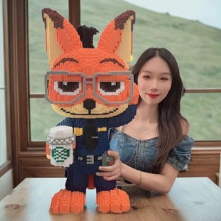 [Bản cao cấp 24000PCS] 35cm Đồ Chơi Lắp Ráp Mô Hình Zootopia Cáo cảnh sát đeo kính chibi Thỏ Judy and Cáo Nick Cỡ Lớn