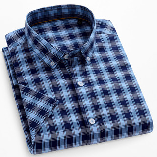 High Quality Men's Cotton Shirt Short Sleeve 2024 New Plaid Casual Business Shirt