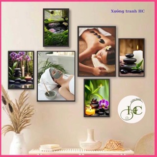  Bộ tranh 6 tấm  -Tranh dán tường spa chăm dóc da gội đầu dưỡng sinh  - sẵn băng keo dán Treo Tường Treo Phòng  Khách . 