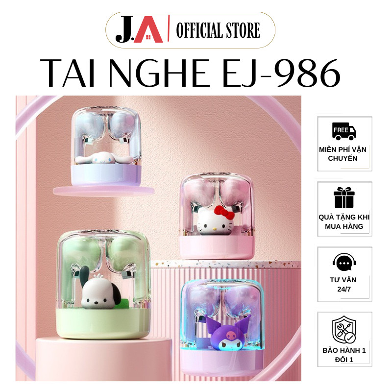 Tai Nghe Bluetooth 5.3 Sanrio EJ-986 Chất Lượng Cao Hình Kuromi, Hello Kitty, Pochacco Siêu Dễ Thươn