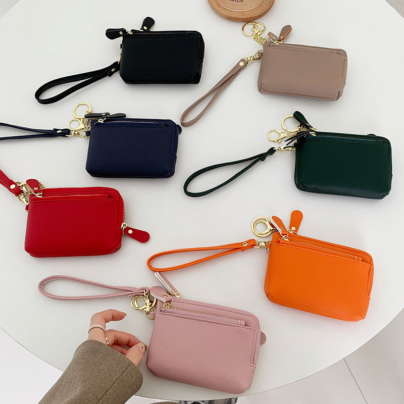 Màu Trơn Đơn Giản Phong Cách Ngắn Ví Nữ Nhiều Thẻ Hộp Đựng Mỹ Phẩm Dung Tích Lớn Ví Đựng Tiền Xu