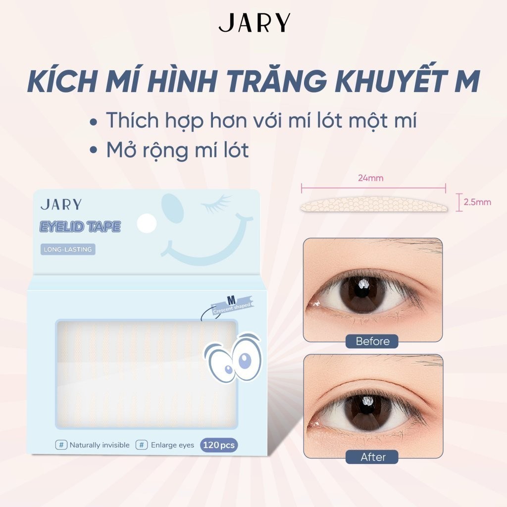 Miếng Dán Kích Mí Tàng Hình Tự Nhiên Jary Eyelid Tape Hàn Quốc 120 Miếng