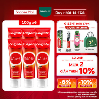 Bộ 6 Kem Đánh Răng Colgate trắng răng Optic White trắng trong 7 ngày từ khoáng núi lửa 100g
