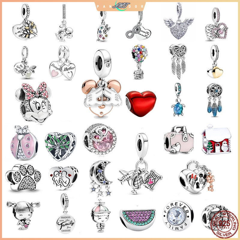 Bạc 925 Vòng Charm Phù Hợp Với Ban Đầu Pandora Charm Hạt Mãi Gia Đình Charm Vòng Tay Vòng Cổ Trượng 